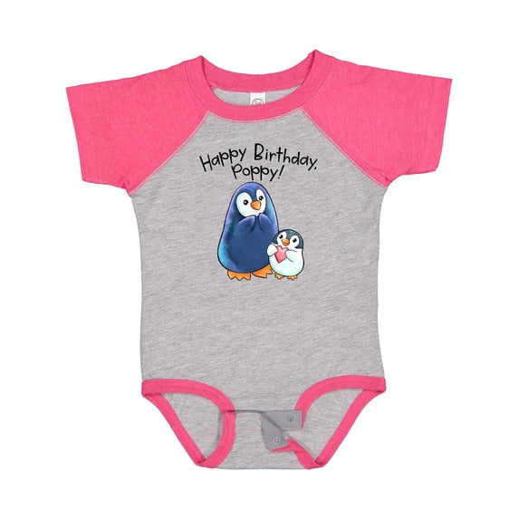 Inktastic Happy Birthday, Poppy Cute Penguins Boys or Girls Baby Bodysuit