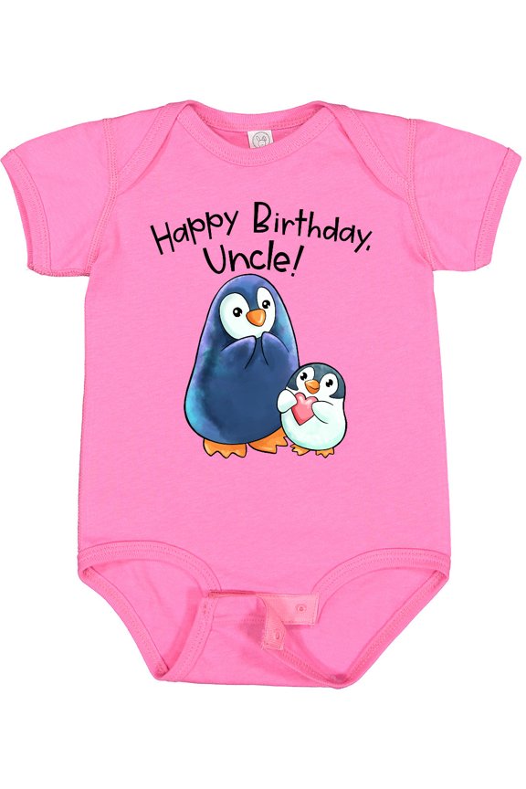 Happy Birthday, Uncle Cute Penguins Boys or Girls Baby Bodysuit