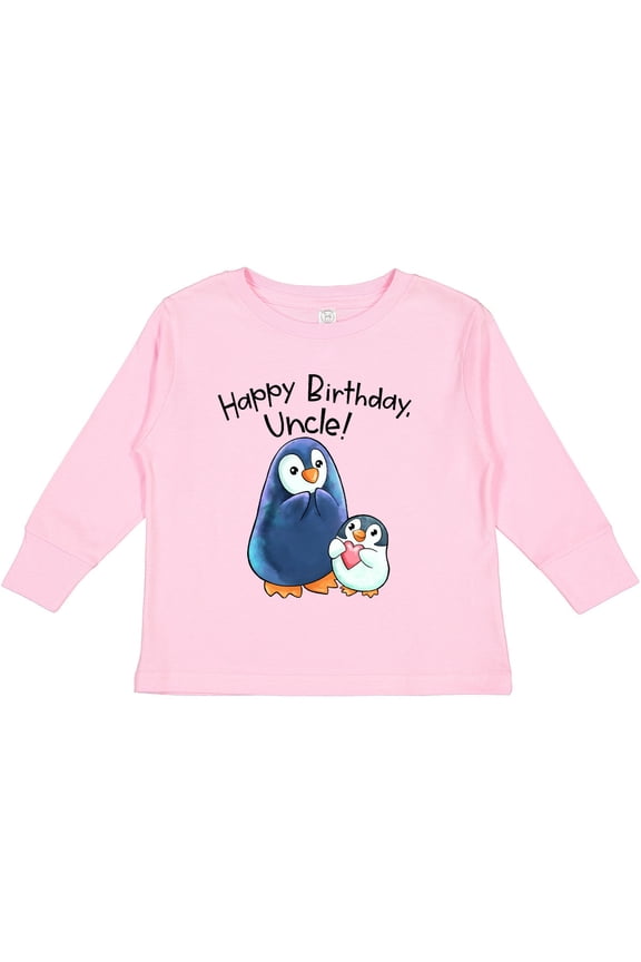 Happy Birthday, Uncle- Cute Penguins Boys or Girls Long Sleeve Toddler T-Shirt
