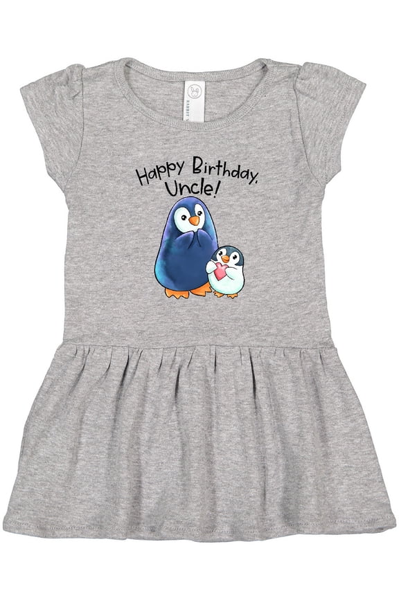 Happy Birthday, Uncle- Cute Penguins Girls Toddler Dress