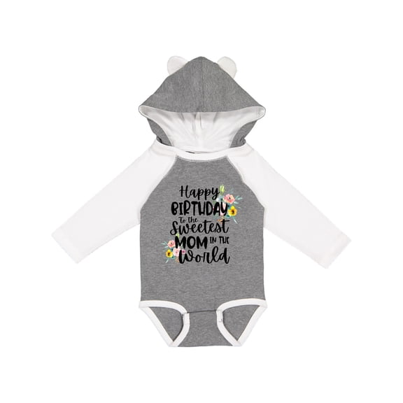 Inktastic Happy Birthday to the Sweetest Mom in the World Girls Long Sleeve Baby Bodysuit