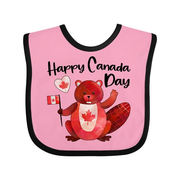 Inktastic Happy Canada Day Cute Red Beaver with Canadian Flag Boys or Girls Baby Bib