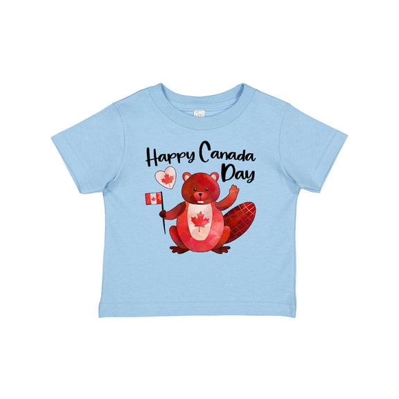 Inktastic Happy Canada Day Cute Red Beaver with Canadian Flag Boys or Girls Baby T-Shirt
