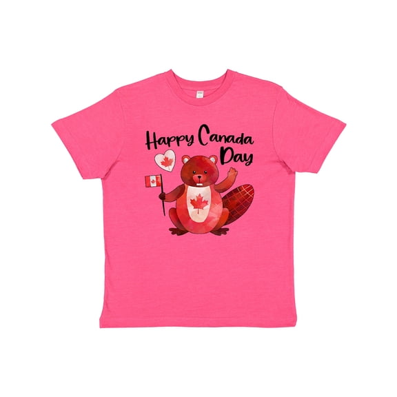 Inktastic Happy Canada Day Cute Red Beaver with Canadian Flag Youth T-Shirt