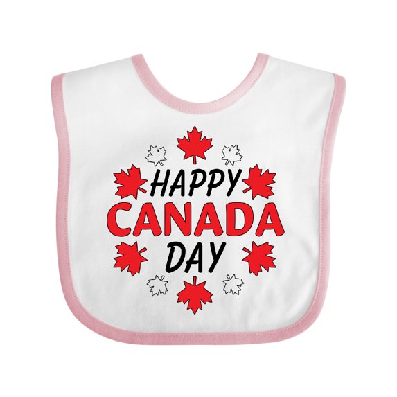 Inktastic Happy Canada Day- Maple Leaf Circle Boys or Girls Baby Bib