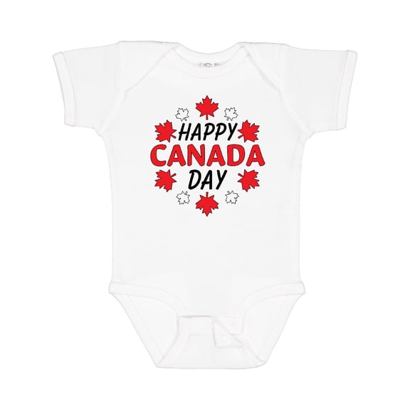 Inktastic Happy Canada Day Maple Leaf Circle Boys or Girls Baby Bodysuit