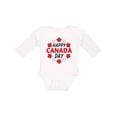 thumbnail image 1 of Inktastic Happy Canada Day- maple leaf circle Boys or Girls Long Sleeve Baby Bodysuit, 1 of 5