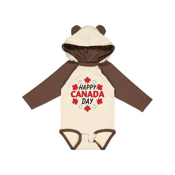 Inktastic Happy Canada Day- maple leaf circle Boys or Girls Long Sleeve Baby Bodysuit