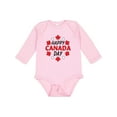 thumbnail image 1 of Inktastic Happy Canada Day- maple leaf circle Boys or Girls Long Sleeve Baby Bodysuit, 1 of 5