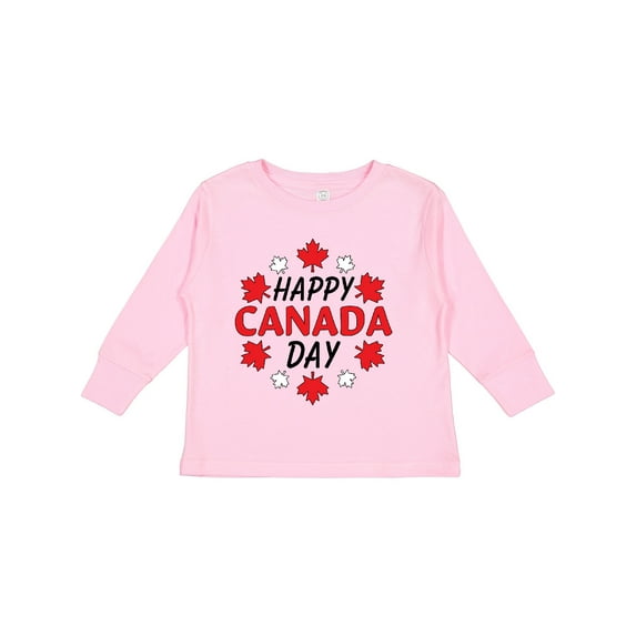 Inktastic Happy Canada Day- maple leaf circle Boys or Girls Long Sleeve Toddler T-Shirt