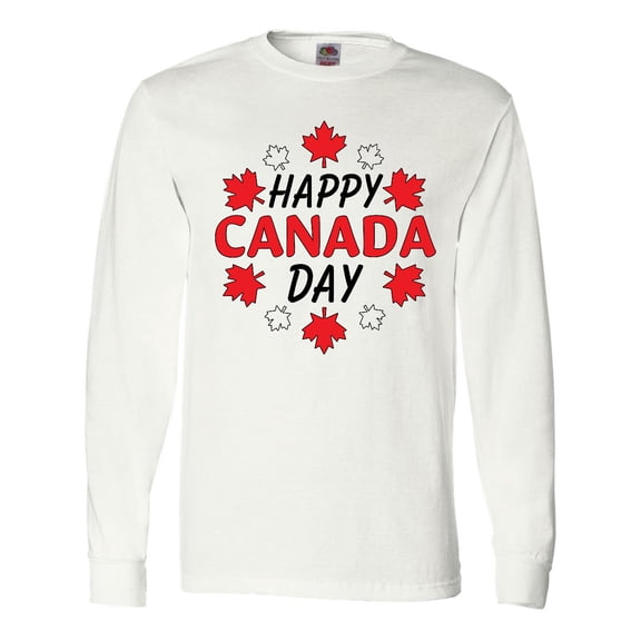 Inktastic Happy Canada Day- maple leaf circle Long Sleeve T-Shirt
