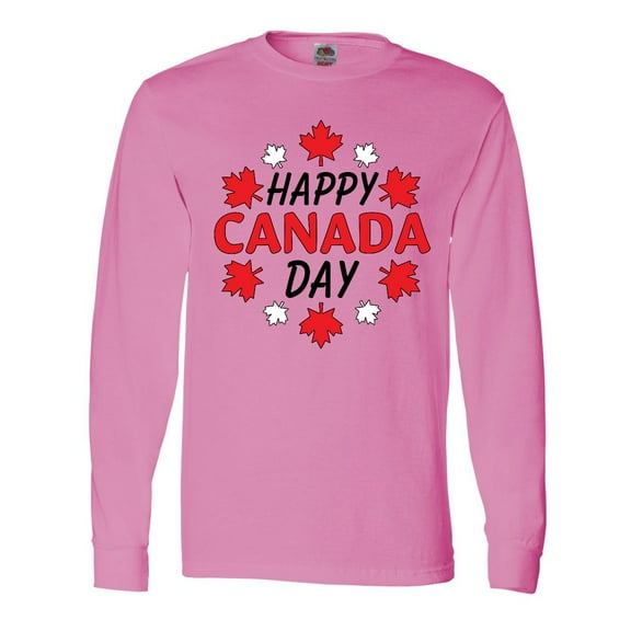 Inktastic Happy Canada Day- maple leaf circle Long Sleeve T-Shirt