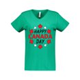 thumbnail image 1 of Inktastic Happy Canada Day- maple leaf circle Women's V-Neck T-Shirt, 1 of 5