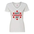 thumbnail image 1 of Inktastic Happy Canada Day- maple leaf circle Women's V-Neck T-Shirt, 1 of 5