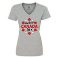 thumbnail image 1 of Inktastic Happy Canada Day- maple leaf circle Women's V-Neck T-Shirt, 1 of 5