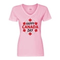 thumbnail image 1 of Inktastic Happy Canada Day- maple leaf circle Women's V-Neck T-Shirt, 1 of 5