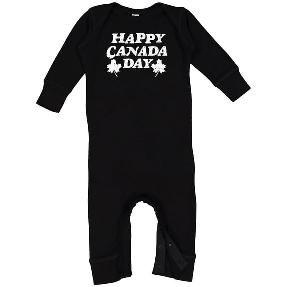 Inktastic Happy Canada Day with Distressed Maple Leaves Baby Romper Coveralls