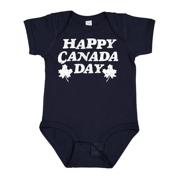 Inktastic Happy Canada Day with Distressed Maple Leaves Boys or Girls Baby Bodysuit