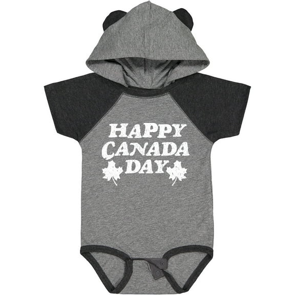 Inktastic Happy Canada Day with Distressed Maple Leaves Boys or Girls Baby Bodysuit