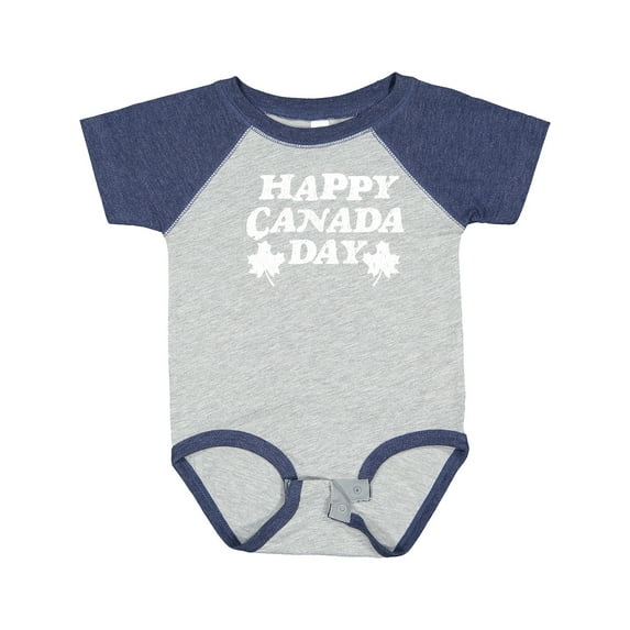 Inktastic Happy Canada Day with Distressed Maple Leaves Boys or Girls Baby Bodysuit