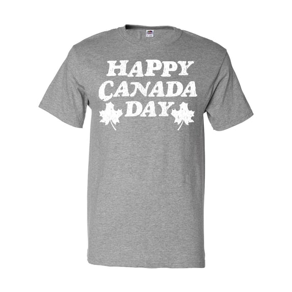 Inktastic Happy Canada Day with Distressed Maple Leaves T-Shirt