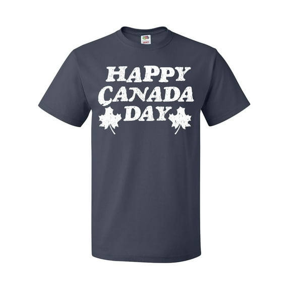 Inktastic Happy Canada Day with Distressed Maple Leaves T-Shirt