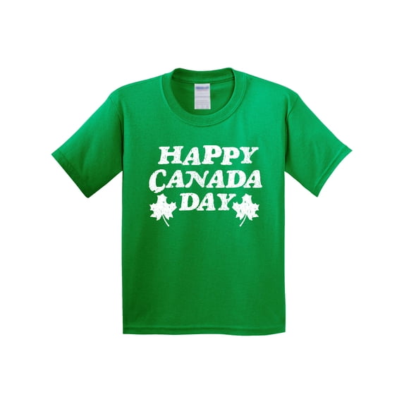 Inktastic Happy Canada Day with Distressed Maple Leaves Youth T-Shirt