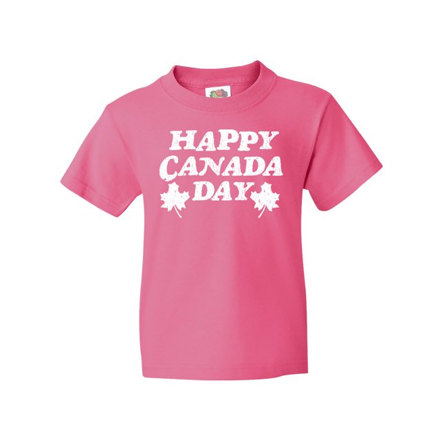 Inktastic Happy Canada Day with Distressed Maple Leaves Youth T-Shirt