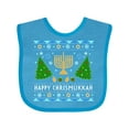 thumbnail image 1 of Inktastic Happy Chrismukkah Sweater Style with Menorah and Trees Boys or Girls Baby Bib, 1 of 4