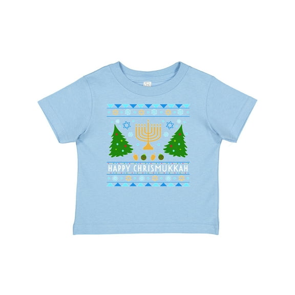 Inktastic Happy Chrismukkah Sweater Style with Menorah and Trees Boys or Girls Baby T-Shirt
