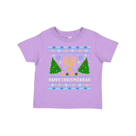 Inktastic Happy Chrismukkah Sweater Style with Menorah and Trees Boys or Girls Toddler T-Shirt