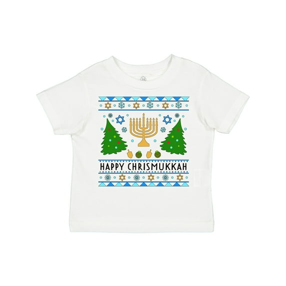Inktastic Happy Chrismukkah Sweater Style with Menorah and Trees Boys or Girls Toddler T-Shirt