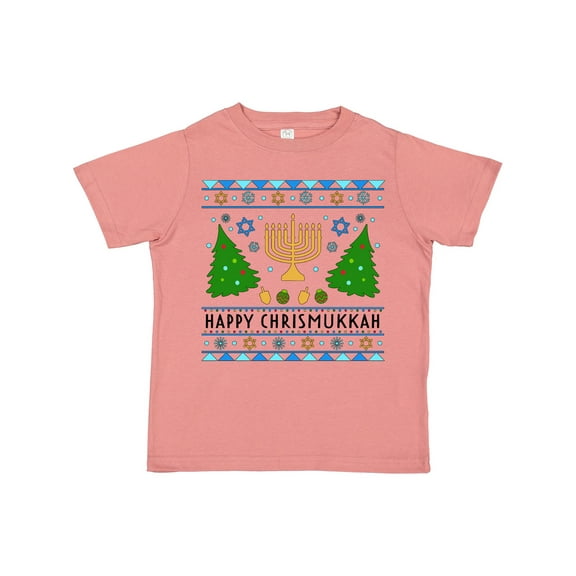 Inktastic Happy Chrismukkah Sweater Style with Menorah and Trees Boys or Girls Toddler T-Shirt