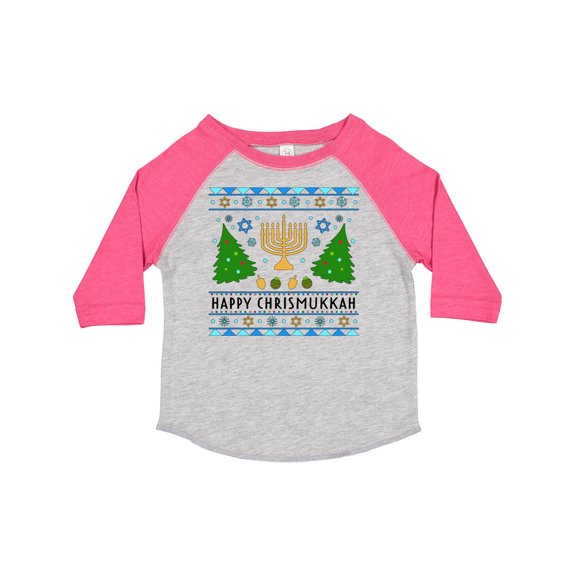 Inktastic Happy Chrismukkah Sweater Style with Menorah and Trees Boys or Girls Toddler T-Shirt