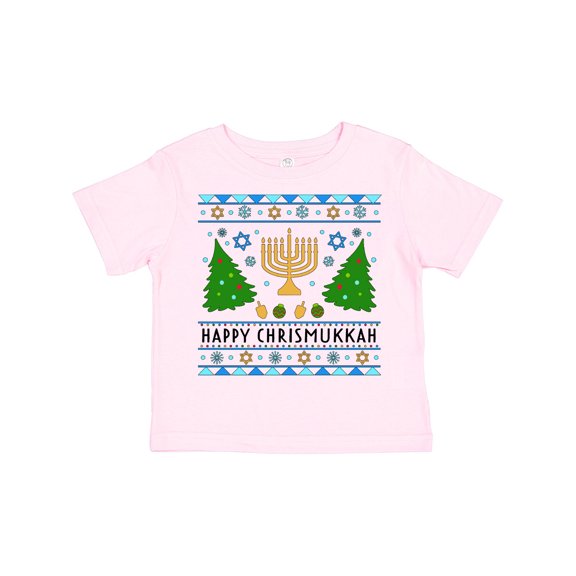 Inktastic Happy Chrismukkah Sweater Style with Menorah and Trees Boys or Girls Toddler T-Shirt