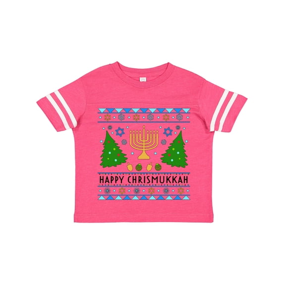 Inktastic Happy Chrismukkah Sweater Style with Menorah and Trees Boys or Girls Toddler T-Shirt