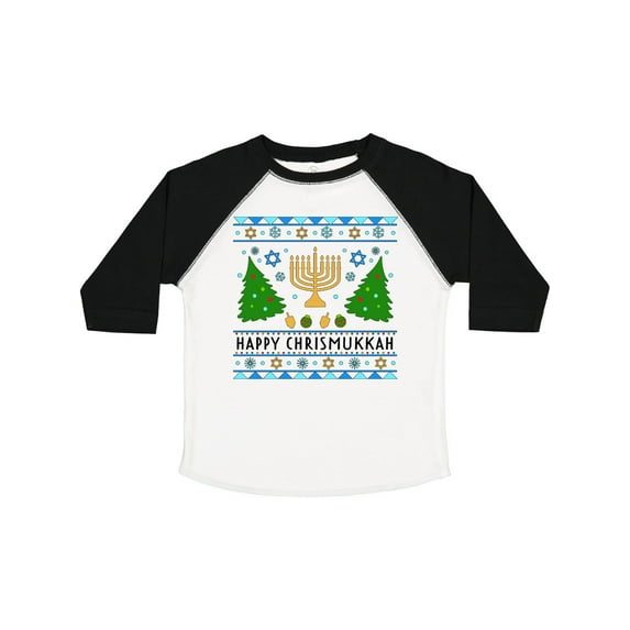Inktastic Happy Chrismukkah Sweater Style with Menorah and Trees Boys or Girls Toddler T-Shirt