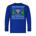 thumbnail image 1 of Inktastic Happy Chrismukkah Sweater Style with Menorah and Trees Long Sleeve Youth T-Shirt, 1 of 5