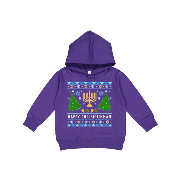 Inktastic Happy Chrismukkah Sweater Style with Menorah and Trees Toddler Hoodie