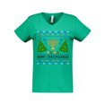 thumbnail image 1 of Inktastic Happy Chrismukkah Sweater Style with Menorah and Trees Women's V-Neck T-Shirt, 1 of 5
