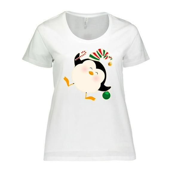 Inktastic Happy Christmas Penguin Women's Plus Size T-Shirt
