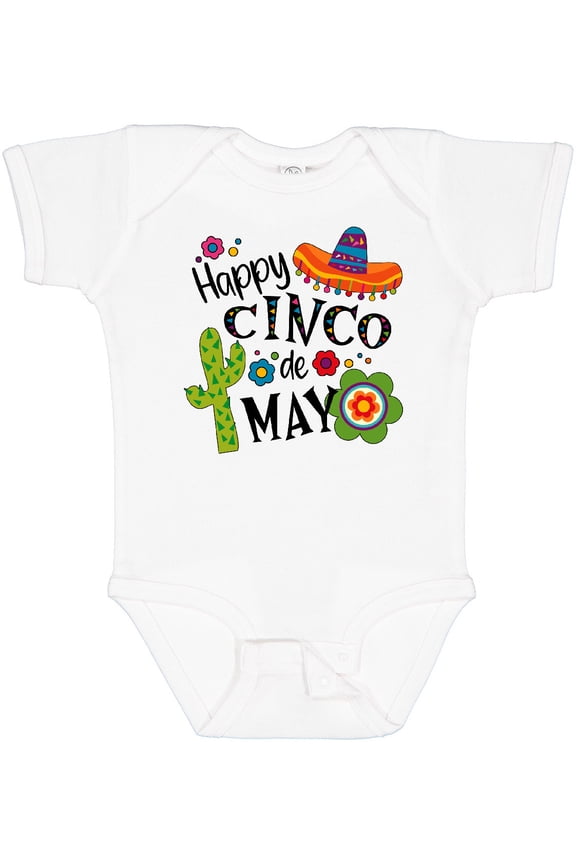 Happy Cinco De Mayo- Sombrero, Cactus, Flowers Boys or Girls Baby Bodysuit