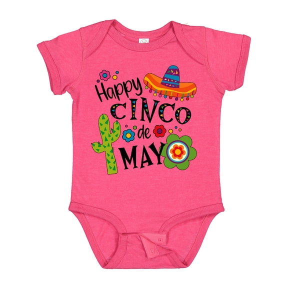 Inktastic Happy Cinco De Mayo- Sombrero, Cactus, Flowers Boys or Girls Baby Bodysuit