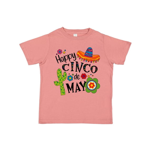Inktastic Happy Cinco De Mayo Sombrero, Cactus, Flowers Boys or Girls Toddler T-Shirt