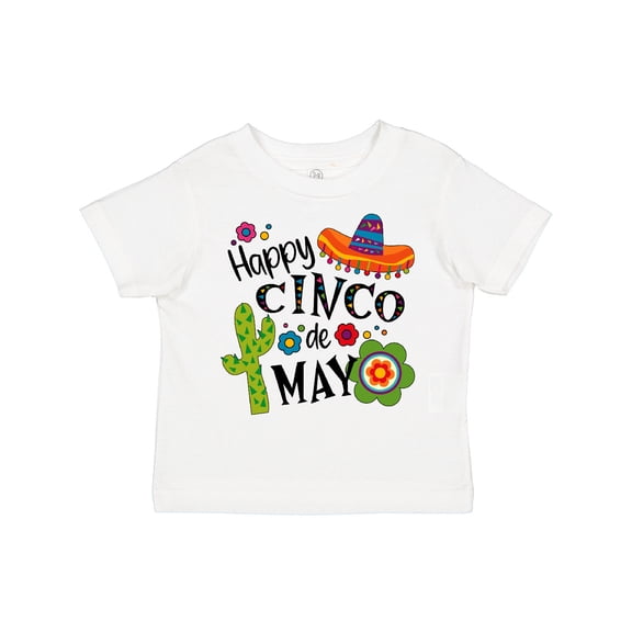 Inktastic Happy Cinco De Mayo- Sombrero, Cactus, Flowers Boys or Girls Toddler T-Shirt