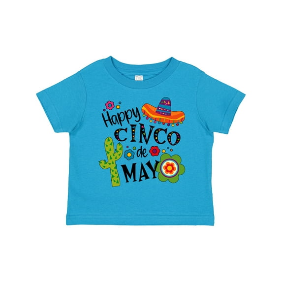 Inktastic Happy Cinco De Mayo- Sombrero, Cactus, Flowers Boys or Girls Toddler T-Shirt