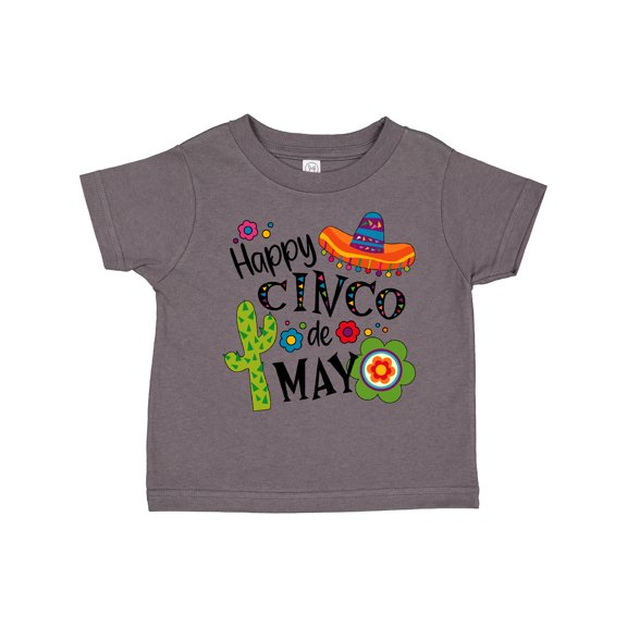 Inktastic Happy Cinco De Mayo- Sombrero, Cactus, Flowers Boys or Girls Toddler T-Shirt