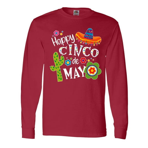 Inktastic Happy Cinco De Mayo- Sombrero, Cactus, Flowers Long Sleeve T-Shirt
