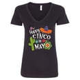 thumbnail image 1 of Inktastic Happy Cinco De Mayo Sombrero, Cactus, Flowers Women's V-Neck T-Shirt, 1 of 5