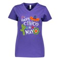thumbnail image 1 of Inktastic Happy Cinco De Mayo- Sombrero, Cactus, Flowers Women's V-Neck T-Shirt, 1 of 5